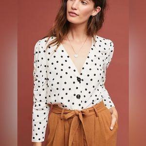 Anthropologie Maeve Polka Dot Blouse